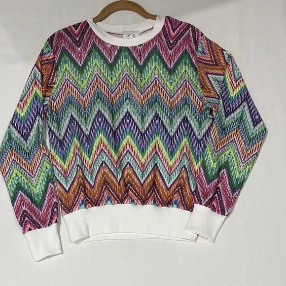 LILI SIDONIO Colorful Zigzag Patterned Sweater S - Picture 5 of 11